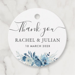 Etiquetas Para Lembrancinhas obrigado floral azul de aquarela você casamento