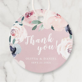 Etiquetas Para Lembrancinhas Obrigado floral botânico cor-de-rosa em flor