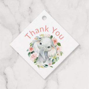 Etiquetas Para Lembrancinhas Obrigado floral do rosa bonito do elefante do beb