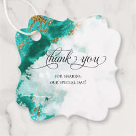 Etiquetas Para Lembrancinhas OBRIGADO, MARCA DE FAVOR | Turquoise Watercolor Ge