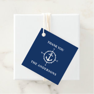 Etiquetas Para Lembrancinhas Obrigado Nome da Família Anchor Compass Marinho A