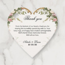 Etiquetas Para Lembrancinhas Obrigado pelo Casamento Floral em Forma de Coração