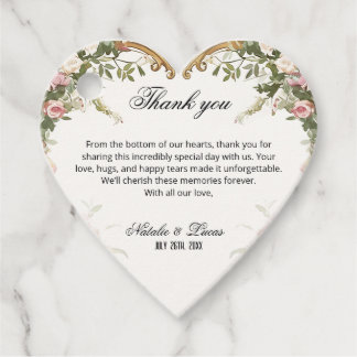 Etiquetas Para Lembrancinhas Obrigado pelo Casamento Floral em Forma de Coração