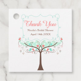 Etiquetas Para Lembrancinhas Obrigado pelo Chá de Noiva Floral de Coral Verde