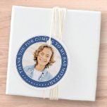 Etiquetas Para Lembrancinhas Obrigado Por Vir Ao Meu Bar Mitzvah Foto<br><div class="desc">Este design simples e clássico é composto por tipografia serif e adiciona uma foto personalizada. Obrigado por vir ao Bar Mitzvah.</div>