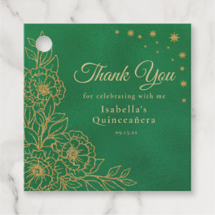 Etiquetas Para Lembrancinhas Obrigado Quinceañera Floral Dourado Verde Esmerald