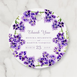 Etiquetas Para Lembrancinhas Obrigado roxo do casamento da aguarela da flor do
