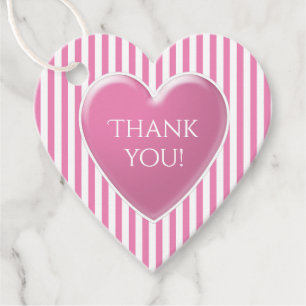 Etiquetas Para Lembrancinhas Obrigado Simples Stripes Padrão Rosa/Coração Branc