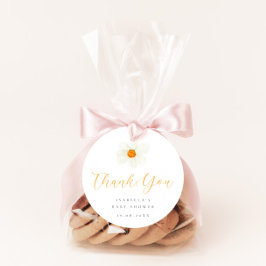 Etiquetas Para Lembrancinhas Obrigado, White Daisy Neutral Chá de fraldas