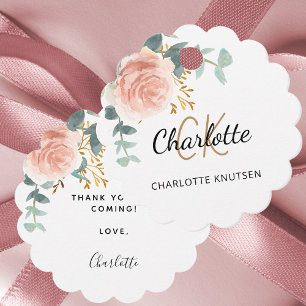 Etiquetas Para Lembrancinhas Obrigados de eucalipto floral de rosa Blush Sweet 