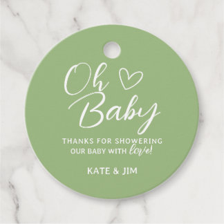 Etiquetas Para Lembrancinhas Oh Baby Sage Green Chá de fraldas Obrigado Mensage