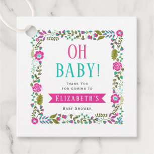 Etiquetas Para Lembrancinhas Oh bebê! Aqua, obrigado floral do chá de fraldas
