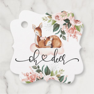Etiquetas Para Lembrancinhas Oh Deer Chá de fraldas Watercolor Floral