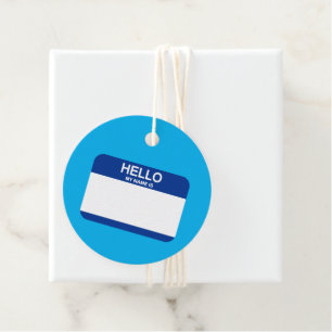 Etiquetas Para Lembrancinhas Olá, Meu Nome É Nametag Blue Office Event Divide