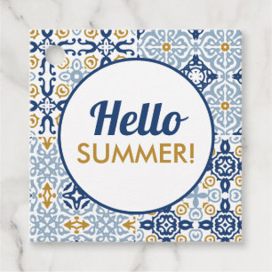 Etiquetas Para Lembrancinhas Olá Summer Amalfi Azulejo Azul Amarelo Cookie