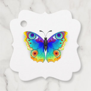Etiquetas Para Lembrancinhas Olho Peacock da Borboleta Arco-Íris