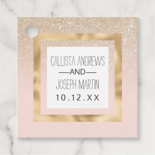 Etiquetas Para Lembrancinhas Ombre de Glitter Rosa Rosa-Dourado Elegante