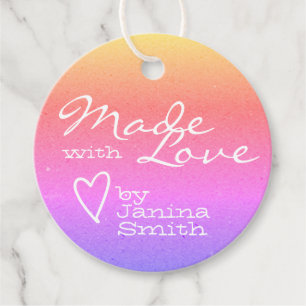 Etiquetas Para Lembrancinhas Ombre feito com amor Símbolo cardíaco Colores arco