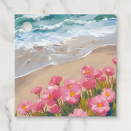 Etiquetas Para Lembrancinhas Ondas da Praia Aquarela Pintura Floral Rosa da Cos