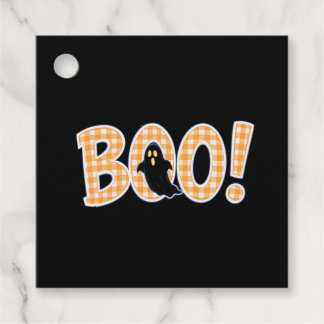 Etiquetas Para Lembrancinhas Orange Gingham BOO Ghost