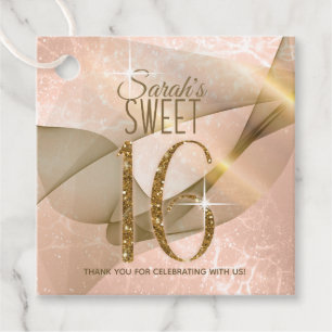 Etiquetas Para Lembrancinhas Ouro cor-de-rosa Sparkling ID652 do doce dezesseis
