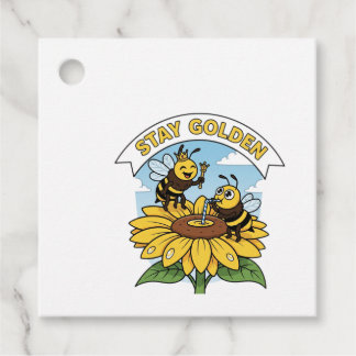 Etiquetas Para Lembrancinhas Ouro de permanência - Ilustração de abelha e flor