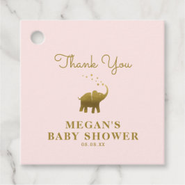 Etiquetas Para Lembrancinhas Ouro Elefante Blush Chá de fraldas Obrigado