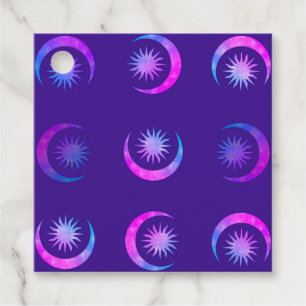 Etiquetas Para Lembrancinhas Pacote de Festa Violet Indigo Purple Moon & Sun Ze
