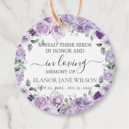 Etiquetas Para Lembrancinhas Pacote de Semente Funeral do Memorial Floral Purpl