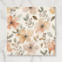 Padrão Botânico de Aquarela Floral Bege Pêssego