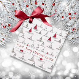 Etiquetas Para Lembrancinhas Padrão de Árvore de Natal Vermelho nº 5 ID1009