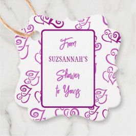 Etiquetas Para Lembrancinhas Padrão de Coração Rosa Ligado em Branco Festa