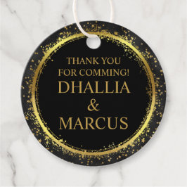 Etiquetas Para Lembrancinhas Padrão de Gótico das Estrelas Pretas e Douradas