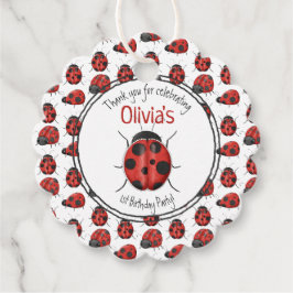 Etiquetas Para Lembrancinhas Padrão de Ladybug Vermelho Preto Bonito Obrigado