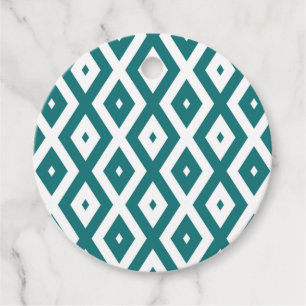 Etiquetas Para Lembrancinhas Padrão de losango branco e teal