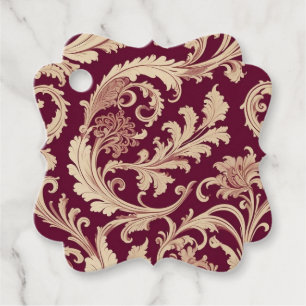 Etiquetas Para Lembrancinhas Padrão de Maroon e Beige Vintage