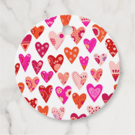 Etiquetas Para Lembrancinhas Padrão do Coração Vermelho Cor-de-Rosa