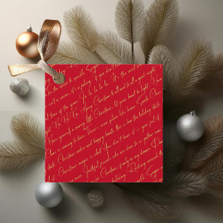 Etiquetas Para Lembrancinhas Padrão Dourado de Tipografia Natal Vermelha nº 36