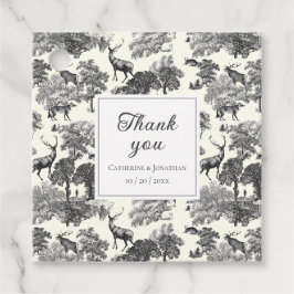 Etiquetas Para Lembrancinhas Padrão Elegante Vintage Black White Toile Deer