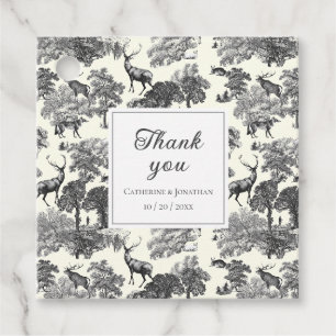 Etiquetas Para Lembrancinhas Padrão Elegante Vintage Black White Toile Deer