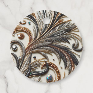 Etiquetas Para Lembrancinhas Padrão floral brilhante com gemstone