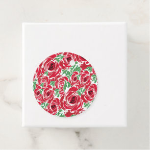 Etiquetas Para Lembrancinhas Padrão Floral de Rosa Vermelha Vintage