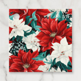 Etiquetas Para Lembrancinhas Padrão Vintage Red White Green Poinsettias