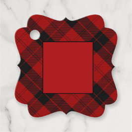 Etiquetas Para Lembrancinhas Padrão xadrez de Natal Plaid Buffalo Vermelho