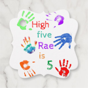 Etiquetas Para Lembrancinhas Paint Handprint Aniversário com Nome Personalizado