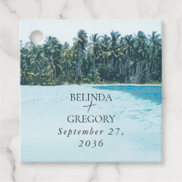 Etiquetas Para Lembrancinhas Palmas de Aquarela Tropical & Casamento de Praia