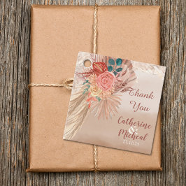 Etiquetas Para Lembrancinhas Pampas Grass Floral Terracotta Boho Casamento Chic