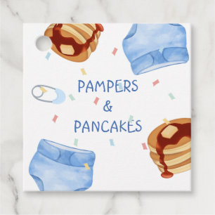 Etiquetas Para Lembrancinhas Pampers azuis e pratos de panquecas