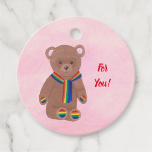 Etiquetas Para Lembrancinhas Para você, Teddy Bear Rainbow Scarf Gift Tags