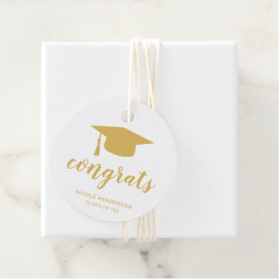 Etiquetas Para Lembrancinhas Parabéns ao Elegante Boné de formatura Dourado e